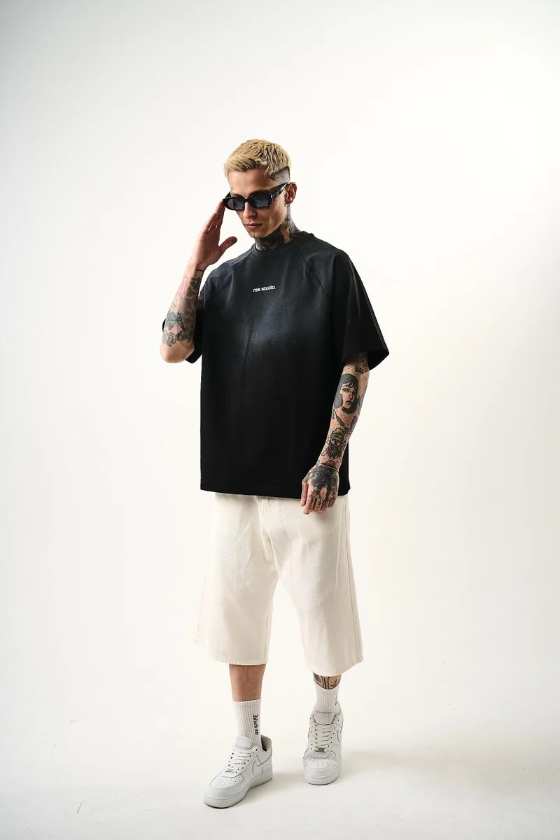 RESPIRE Men's Res Studio Text Oversize T-Shirt, Black
