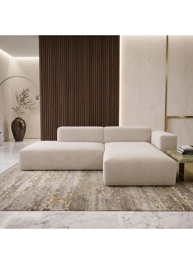 الحياة البحرية أريكة مقطعية (L-Shape) باللون البيج مع كرسي استرخاء (Chaise Lounge) جهة اليمين لغرفة المعيشة - 300 × 100 × 70 سم - Image 1