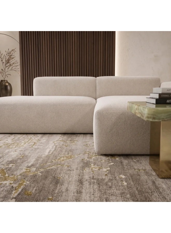 الحياة البحرية أريكة مقطعية (L-Shape) باللون البيج مع كرسي استرخاء (Chaise Lounge) جهة اليمين لغرفة المعيشة - 300 × 100 × 70 سم - Image 2
