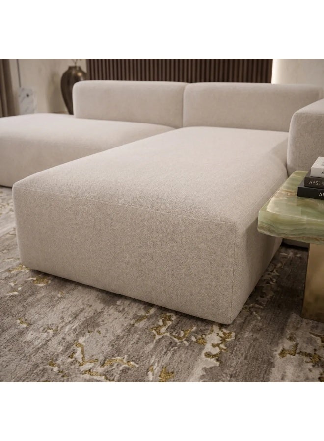 الحياة البحرية أريكة مقطعية (L-Shape) باللون البيج مع كرسي استرخاء (Chaise Lounge) جهة اليمين لغرفة المعيشة - 300 × 100 × 70 سم - Image 3