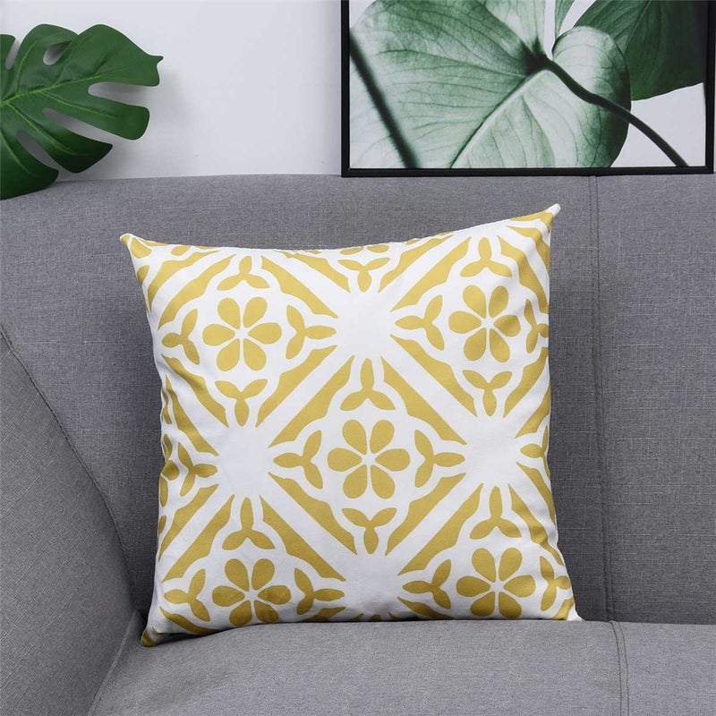 شاربدو غطاء وسادة مطبوع أبيض/أصفر 45 x 45سم - Image 2