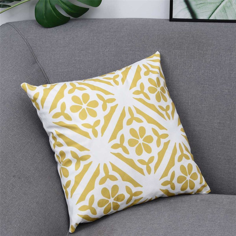 شاربدو غطاء وسادة مطبوع أبيض/أصفر 45 x 45سم - Image 3