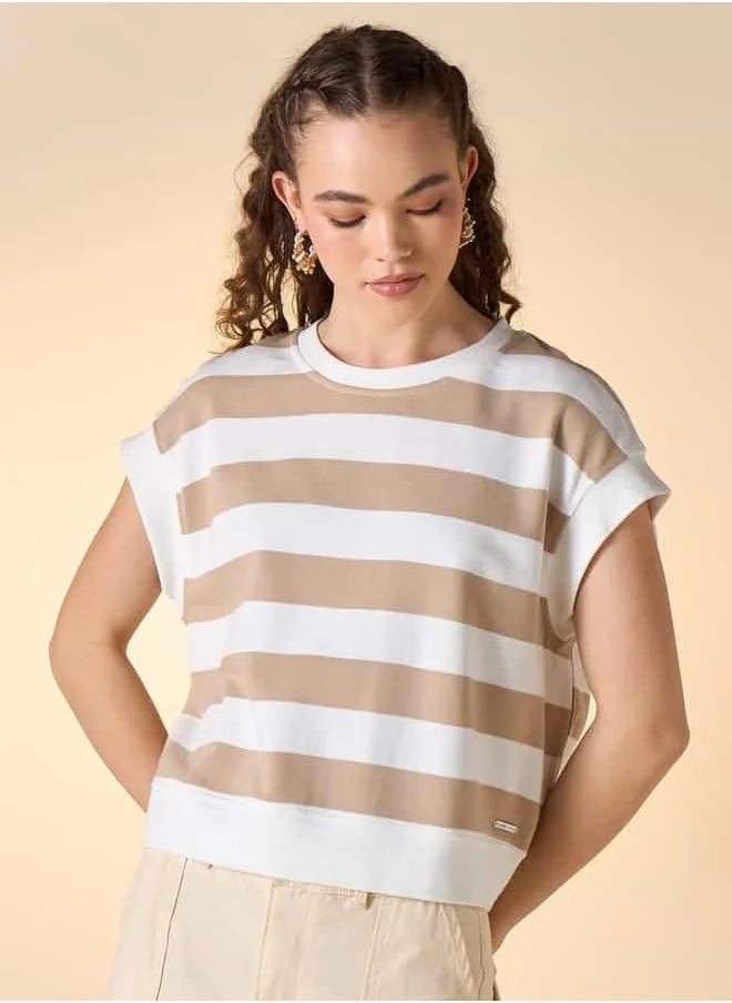 Lee Cooper Lee Cooper Striped T-shirt with Extended Sleeves