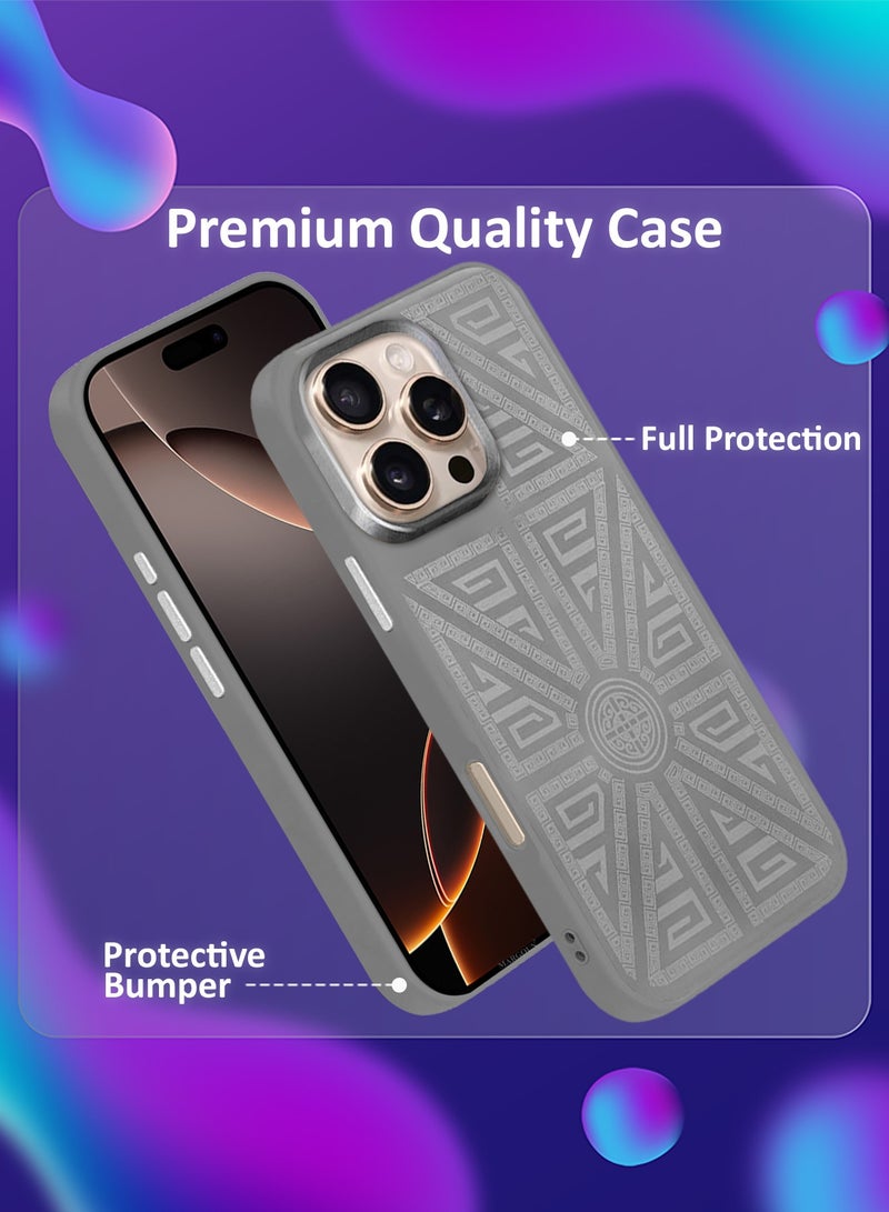 CATANES Hard Silicone Protective Case Cover for iPhone 16 Pro - Grey Geometric Crest - Image 2