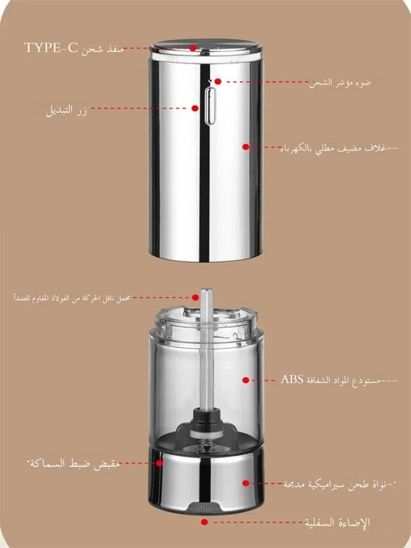 مطحنة قهوة كهربائية لاسلكية محمولة مع إعدادات طحن قابلة للتعديل، للاستخدام المنزلي والمكتب والسفر - Image 5