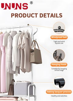 UNUNS 5-Tier Shoe Rack with Coat Rack Hall Tree Lightweight Metal Movable Shoe Rack Organizer Multifunctional Coat Rack Shoe Shelf for Apartment Bedroom Dorm and Entryway  - Image 5