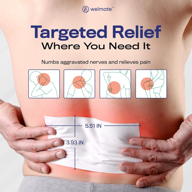 WELMATE  4 Lidocaine Numbing Patch  Maximum Strength  Temporary Relief of Pain Back Neck Shoulders Knees Elbows Minor Skin Irritations  Topical Analgesic Unscented  30 ct - Image 3