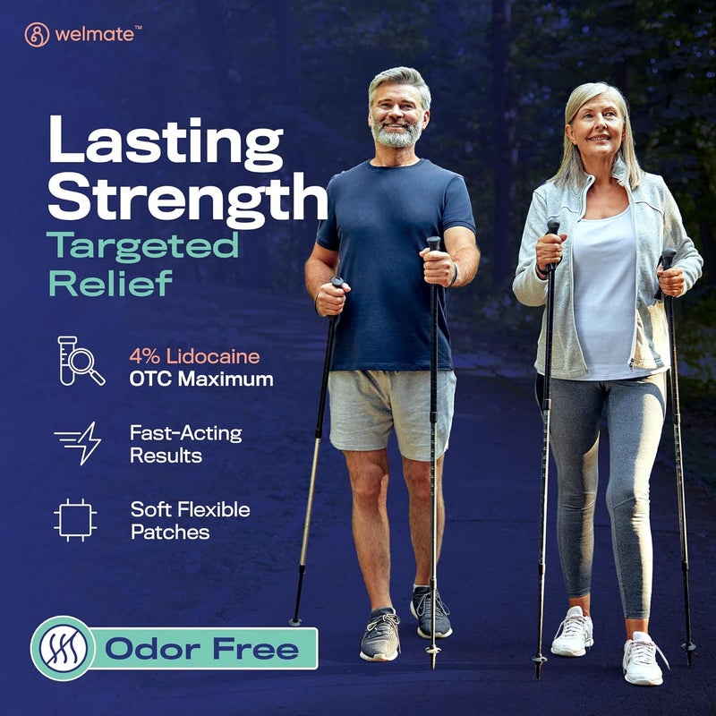 WELMATE  4 Lidocaine Numbing Patch  Maximum Strength  Temporary Relief of Pain Back Neck Shoulders Knees Elbows Minor Skin Irritations  Topical Analgesic Unscented  30 ct - Image 5