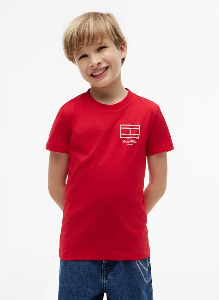TOMMY HILFIGER Outline Flag Logo Jersey T-Shirt - Image 1
