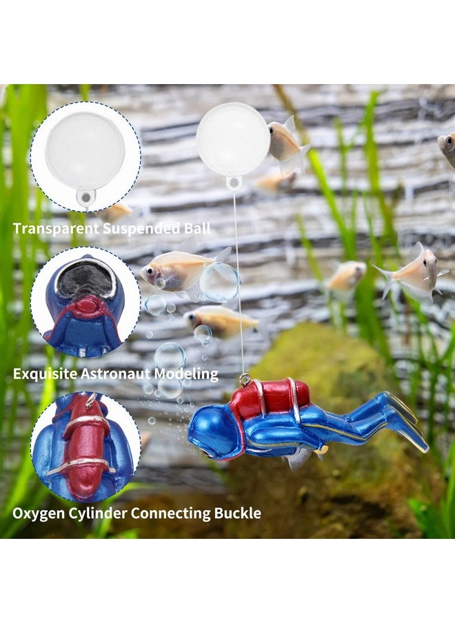 WishLotus WishLotus Fish Tank Diver Decoration, Resin Aquarium Floating Ornament Realistic Small Diver Fish Tank Landscaping with Line and Suspension Ball Aquarium Accessories for Aquarium Decoration (Blue)  - Image 3