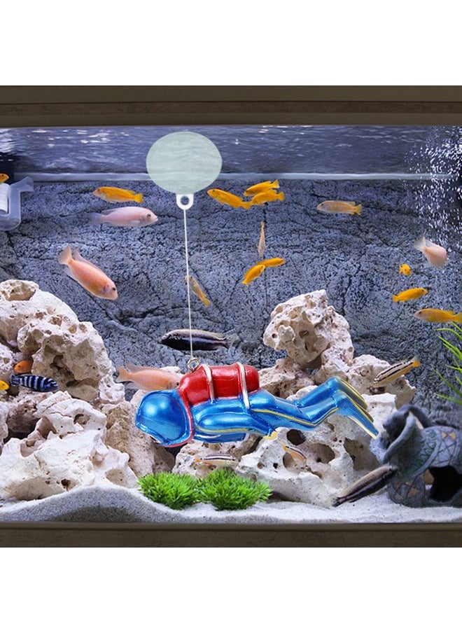 WishLotus WishLotus Fish Tank Diver Decoration, Resin Aquarium Floating Ornament Realistic Small Diver Fish Tank Landscaping with Line and Suspension Ball Aquarium Accessories for Aquarium Decoration (Blue)  - Image 5