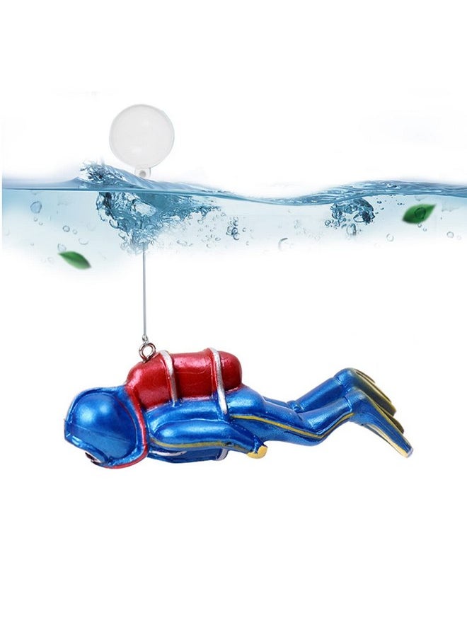 WishLotus WishLotus Fish Tank Diver Decoration, Resin Aquarium Floating Ornament Realistic Small Diver Fish Tank Landscaping with Line and Suspension Ball Aquarium Accessories for Aquarium Decoration (Blue)  - Image 1