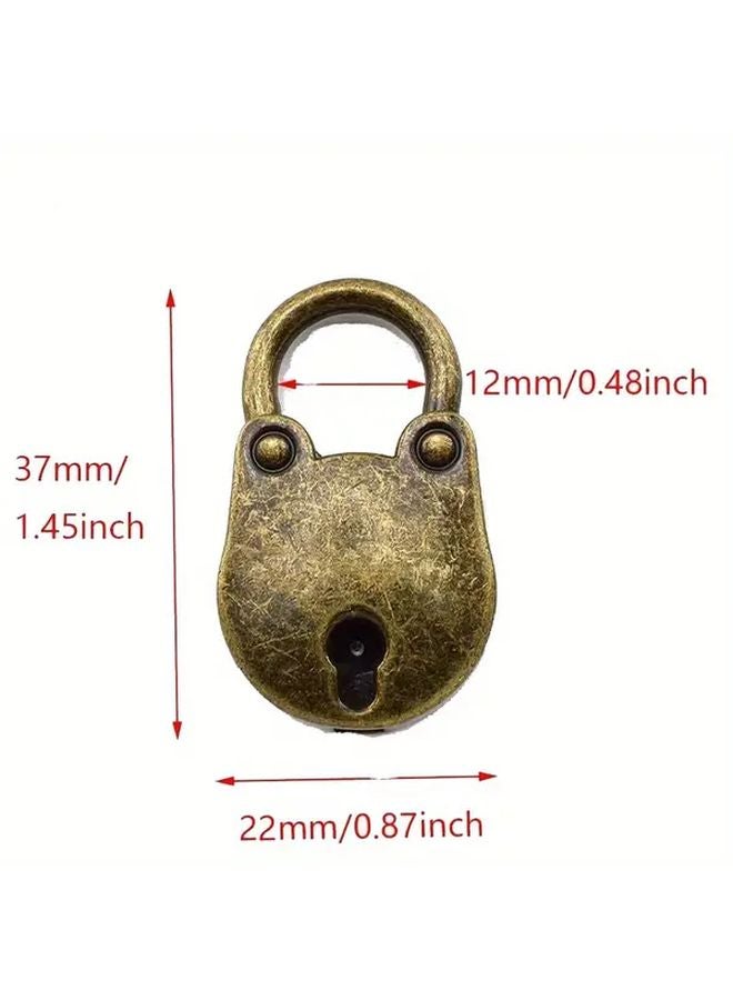 Vintage Antique Bronze Padlock Set Heavy Duty Secure Lock With Key - Image 1