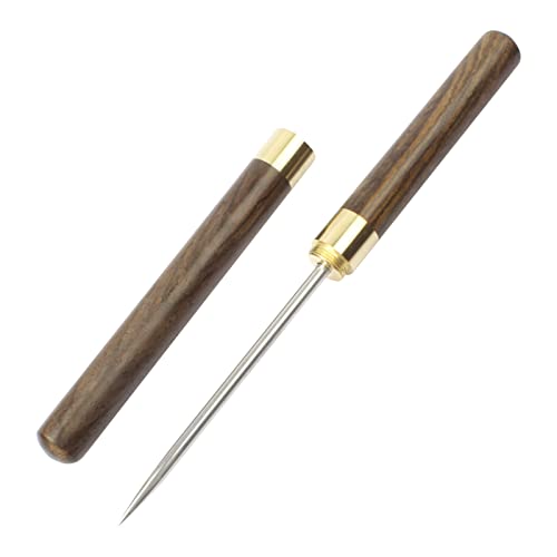 nutjam Stainless Steel Ice Pick, 9 inch Pick Tool with Safety Cover, Non-slip Wooden Handle Pick for Bars, Kitchen, Bartender Breaking Ice (M, Wood Color) - Image 1