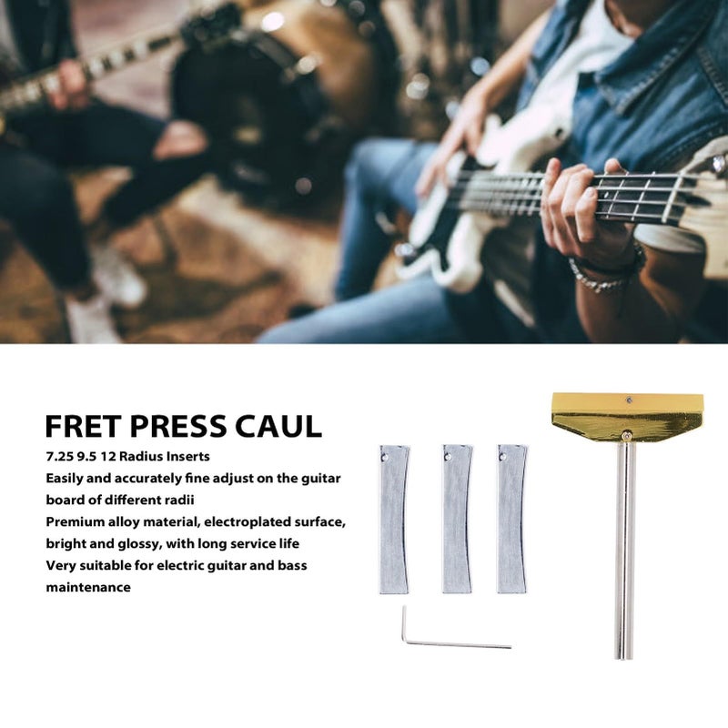 Alloy Fret Press Caul With 3 Brass Radian Inserts For Electric Guitar Bass Luthiers - Image 5