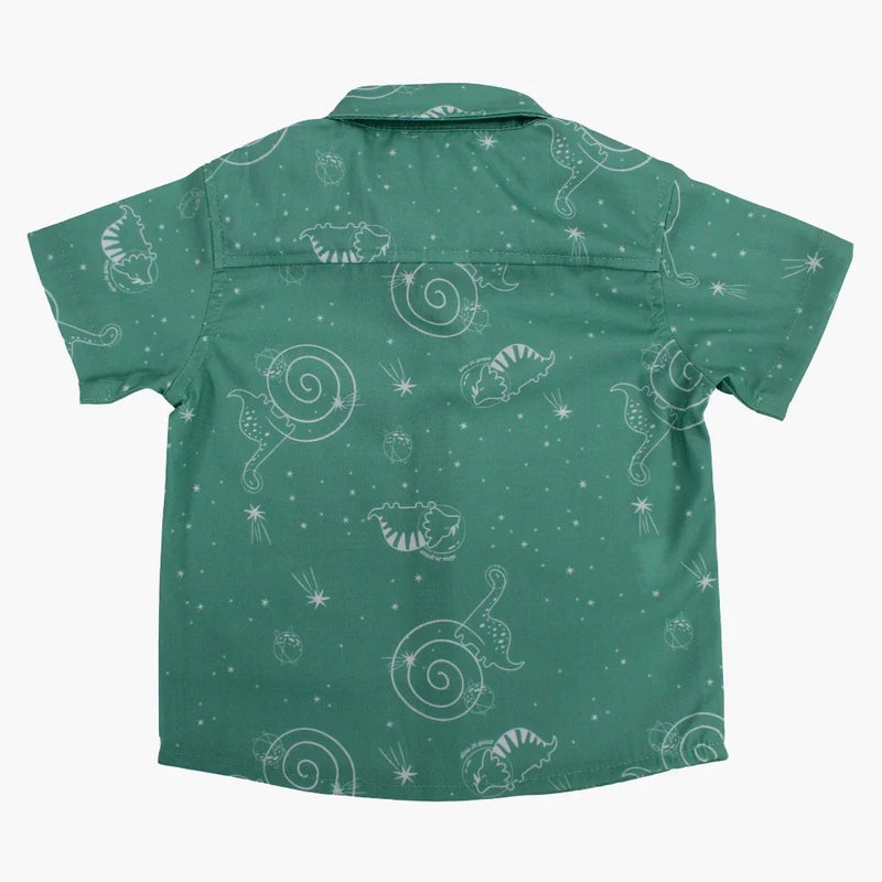 جيلو بيبي أولادي قطن Shirt - أخضر مع Dino in Space طبعة - Image 2