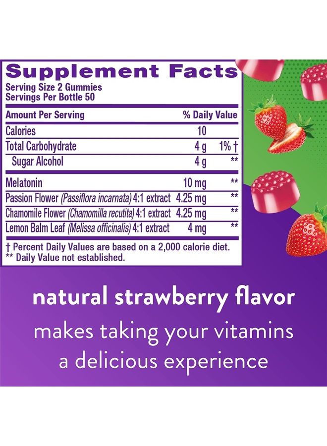 Vitafusion Max Strength Melatonin Gummy Supplements, Strawberry Flavored, 10 mg Melatonin Sleep Supplements, America's Number 1 Gummy Vitamin Brand, 50 Day Supply, 100 Count - Image 3