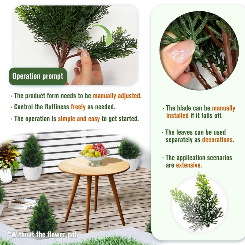 DOPGIB Artificial Cedar Topiary Plants: 20 Inch (2P) UV Resistant Faux Pine Stems Shrubs Plastic Greenery for Outdoor Indoor Home Decor, Garden, Front Porch, Office, Restaurant & Holiday Party - Image 3
