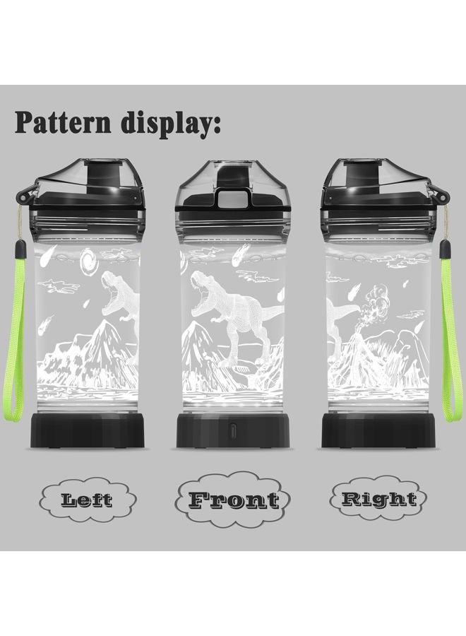 Ammonite Dinosaur Water Bottle, Velociraptor Water Cup for Kids with 3D Glowing LED Light 14 OZ Tritan BPA Free - Creative Ideal Travel Cup Jurassic Gift for School Kid Boy Holiday Camping Picnic - Image 2