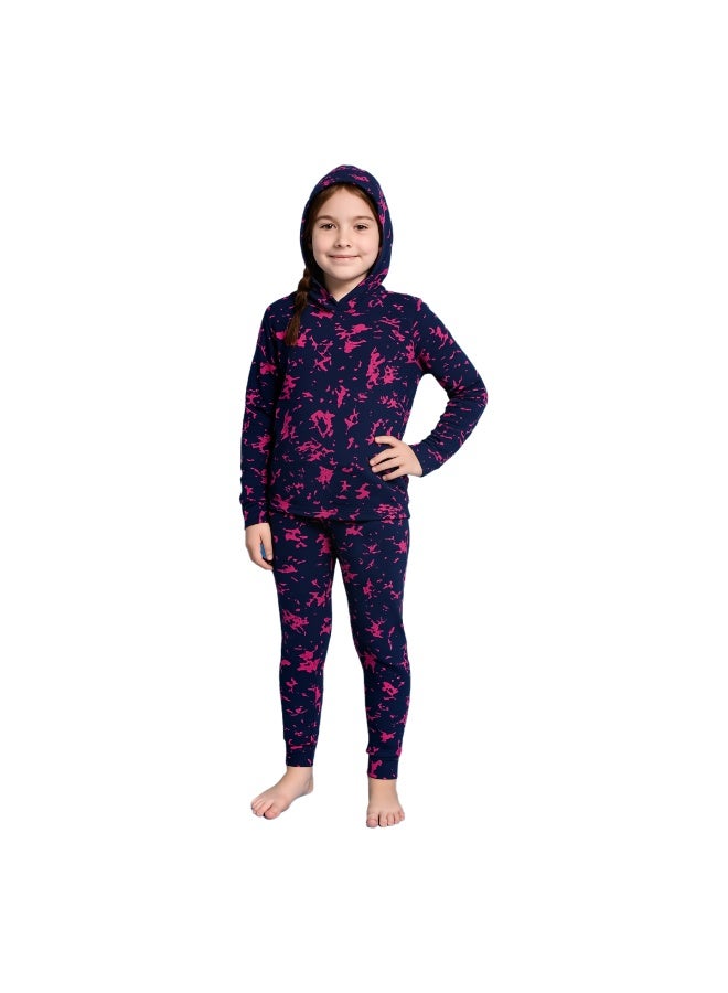 طقم بيجامة بغطاء رأس بطبعة مموهة، مناسب للمقاسات التي تصل إلى 40 كجم