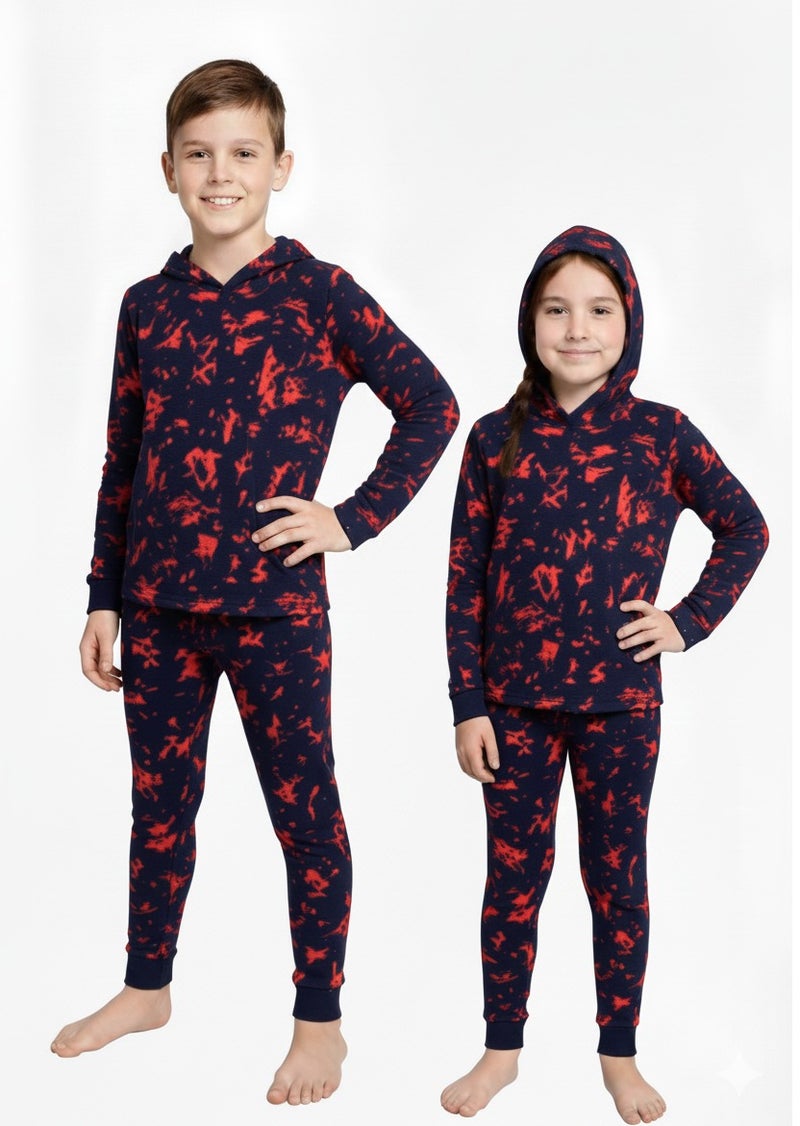 طقم بيجامة بغطاء رأس بطبعة مموهة، مناسب للمقاسات التي تصل إلى 40 كجم - Image 1