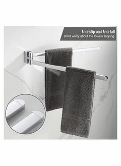 Excefore Swivel Towel Rack, Bathroom Wall Mounted Swivel Towel Bars Holder with 2 Swivel Bars, 180° Rotation Towel Organizer for Bathroom Kitchen, Stainless Steel Towel Bar(Chrome)  - Image 2