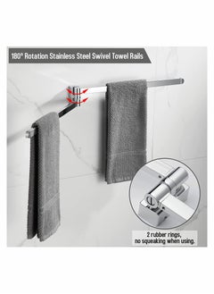 Excefore Swivel Towel Rack, Bathroom Wall Mounted Swivel Towel Bars Holder with 2 Swivel Bars, 180° Rotation Towel Organizer for Bathroom Kitchen, Stainless Steel Towel Bar(Chrome)  - Image 3
