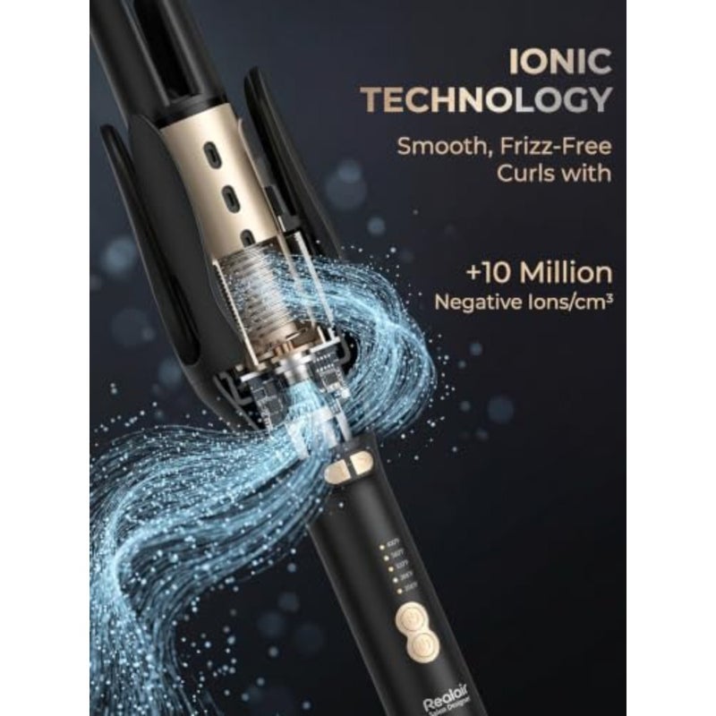 Automatic Rotating Curling Iron, 1 Inch Auto Hair Curler for Beach Waves, Dual Voltage Ionic Curling Wand, Anti-Scald Lightweight Hair Curler for Long Hair and Travel - Image 2