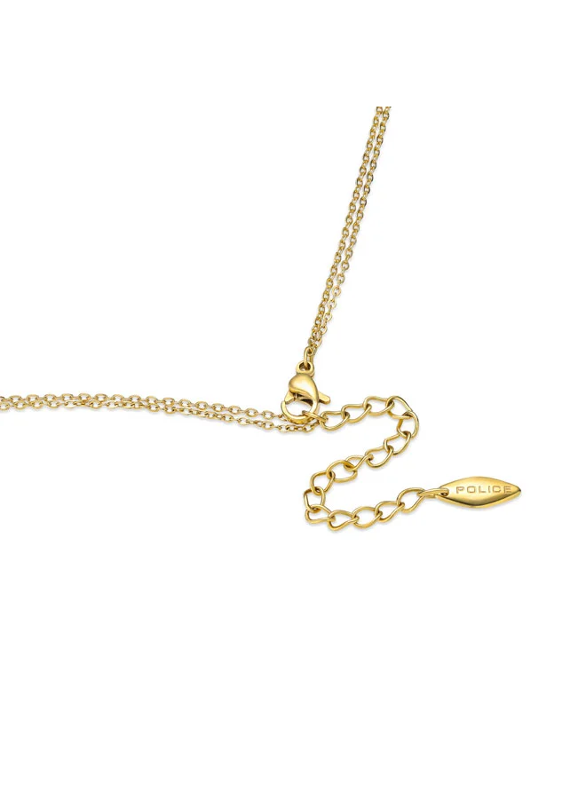 POLICE Aurora Gold White & Black Inlay Duo Chain Necklace for Women