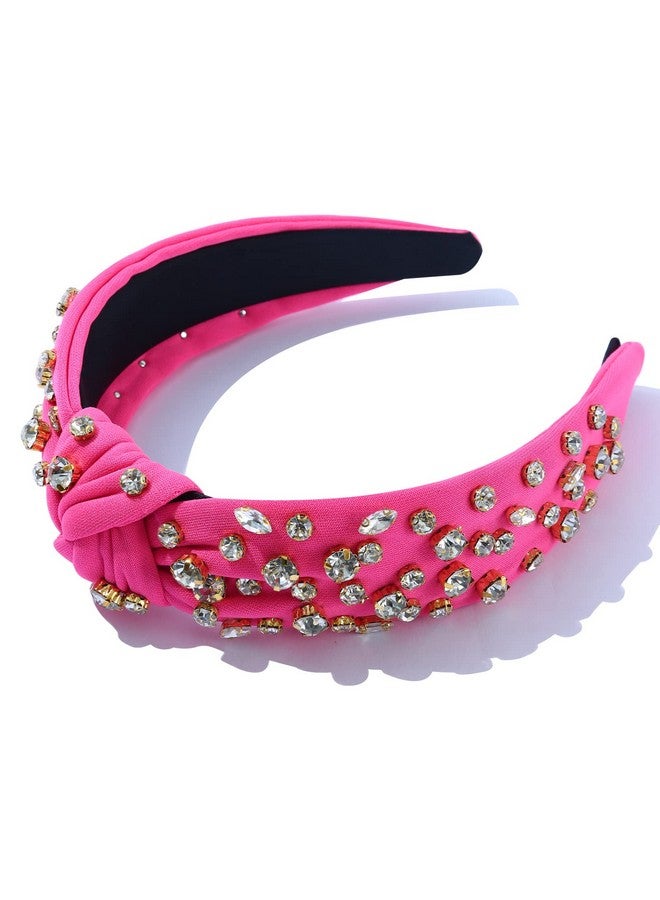 فيدانس النساء معقود مرصع بالجواهر الوردي عقال حجر الراين كريستال مزين مختلط هيرباند السيدات تويست النايلون إكسسوارات الشعر للفتيات - Image 1