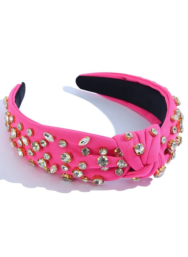فيدانس النساء معقود مرصع بالجواهر الوردي عقال حجر الراين كريستال مزين مختلط هيرباند السيدات تويست النايلون إكسسوارات الشعر للفتيات - Image 3