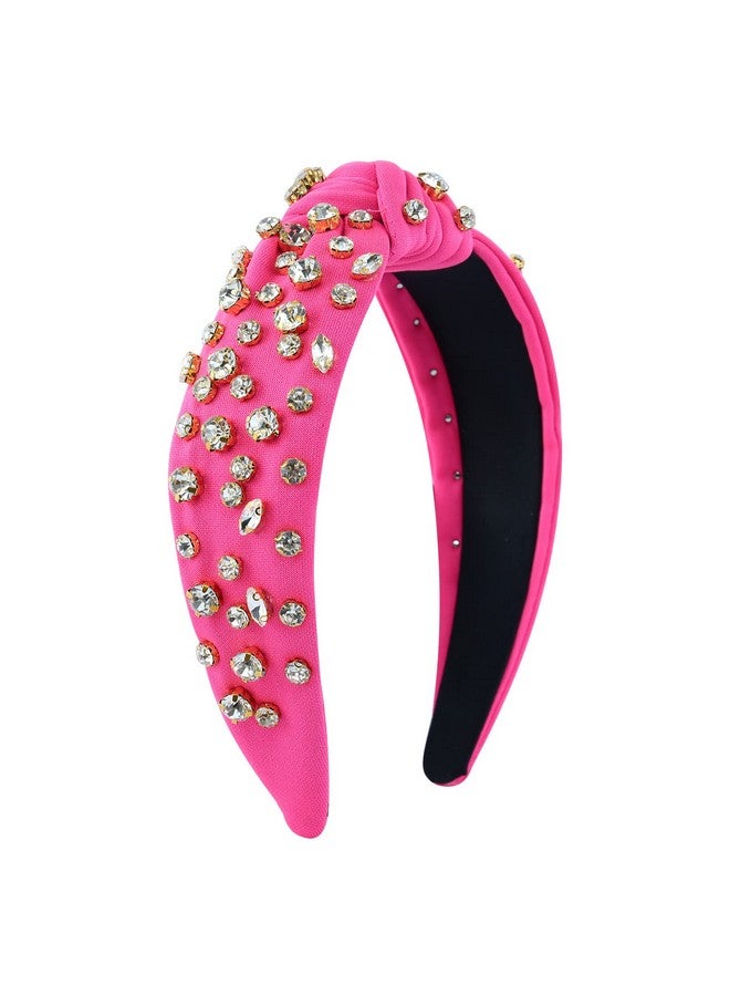 فيدانس النساء معقود مرصع بالجواهر الوردي عقال حجر الراين كريستال مزين مختلط هيرباند السيدات تويست النايلون إكسسوارات الشعر للفتيات - Image 2