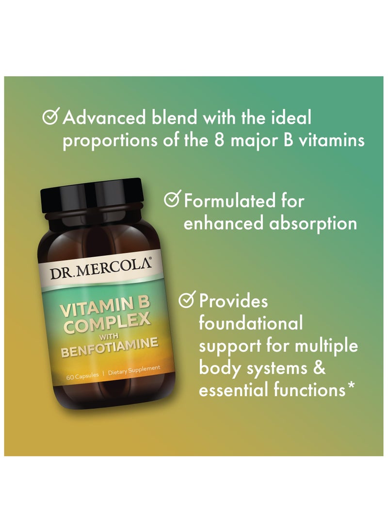 Dr. Mercola Vitamin b complex with benfotiamine 60 capsules dietary supplement  - Image 4