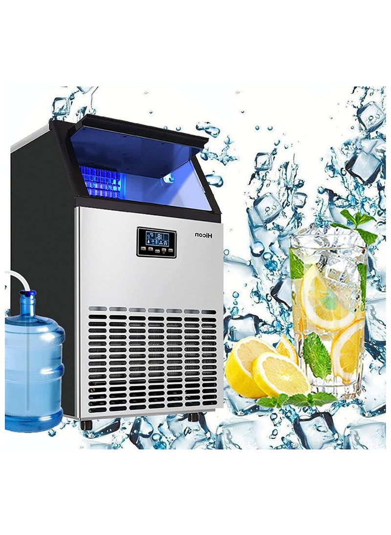كول بيبي - صانع الثلج يمكن أن يصنع 55كجم من الثلج في 24 ساعة، صانع الثلج الكهربائي من فولاذ الفولاذ الأعلى المقاوم للصدأ مع دلو ومرشح الثلج - Image 1