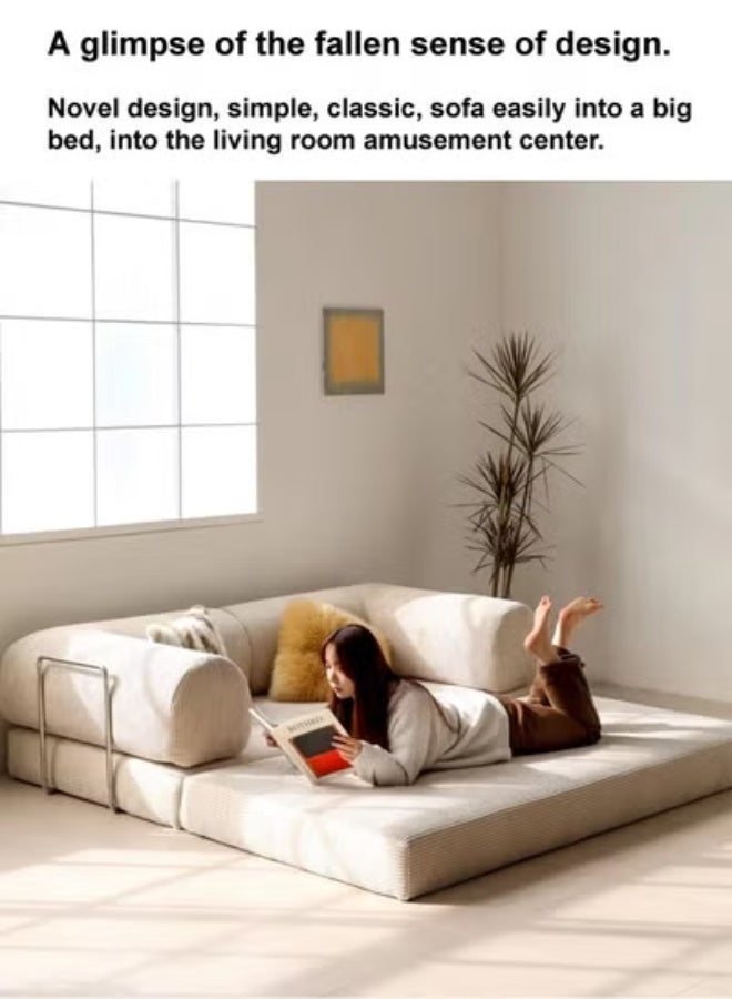 C&C Home Convertible 2-in-1 Sofa Cum Bed Folding Sleeper Couch with Mattress – Ergonomic Living Room Furniture 220x170 cm - Image 3