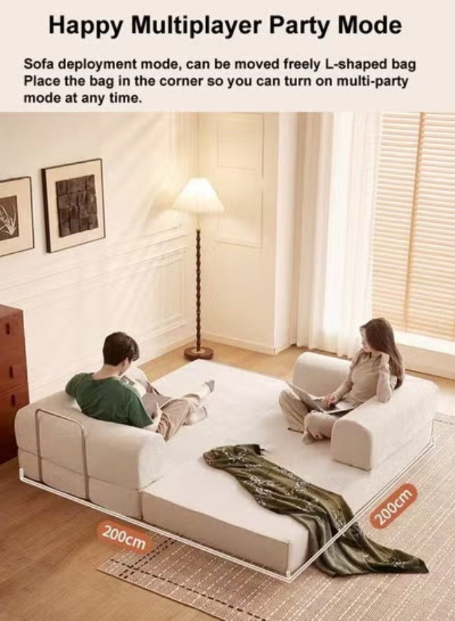 C&C Home Convertible 2-in-1 Sofa Cum Bed Folding Sleeper Couch with Mattress – Ergonomic Living Room Furniture 220x170 cm - Image 4