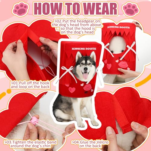 Solsew Valentine Dog Costume Kissing Booth Headpiece for Dog and Cats Cute Pup Kissing Booth Pet Headwear Costume Gift for Holiday Birthday Party(Red,L/XL) - Image 3