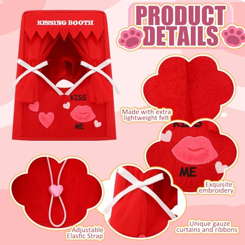 Solsew Valentine Dog Costume Kissing Booth Headpiece for Dog and Cats Cute Pup Kissing Booth Pet Headwear Costume Gift for Holiday Birthday Party(Red,L/XL) - Image 4