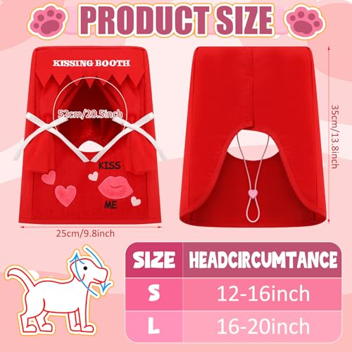 Solsew Valentine Dog Costume Kissing Booth Headpiece for Dog and Cats Cute Pup Kissing Booth Pet Headwear Costume Gift for Holiday Birthday Party(Red,L/XL) - Image 2