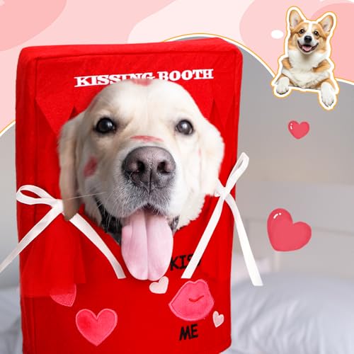 Solsew Valentine Dog Costume Kissing Booth Headpiece for Dog and Cats Cute Pup Kissing Booth Pet Headwear Costume Gift for Holiday Birthday Party(Red,L/XL) - Image 5