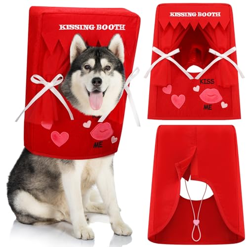 Solsew Valentine Dog Costume Kissing Booth Headpiece for Dog and Cats Cute Pup Kissing Booth Pet Headwear Costume Gift for Holiday Birthday Party(Red,L/XL) - Image 1