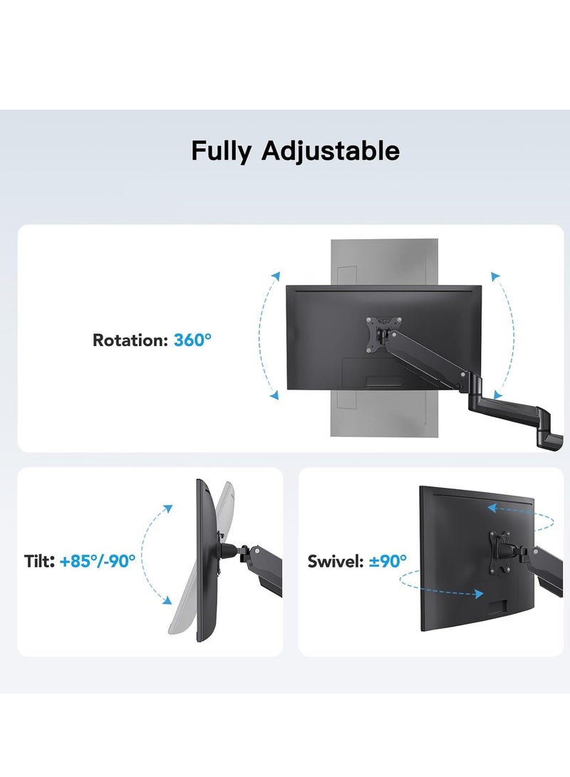 ELTRAZONE Triple Monitor Mount for 17-32 Inch Screens – Height Adjustable, 8kg Per Arm, Black Monitor Stand for Dual or Triple Display Setup  - Image 4