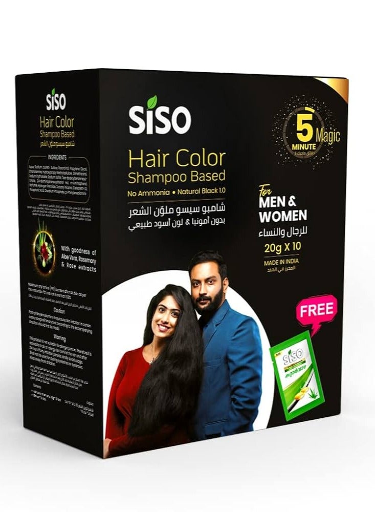 Siso Slim Hair Colour Shampoo Based Natural Black 10 x 20g - Image 3