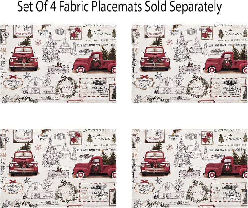 Newbridge Christmas Pine Hill Tree Farm Set of 8 Fabric Napkins Nostalgic Retro Holiday Country Farm Truck No Iron and Stain Resistant Napkins for Party Banquet and Buffet - Image 2