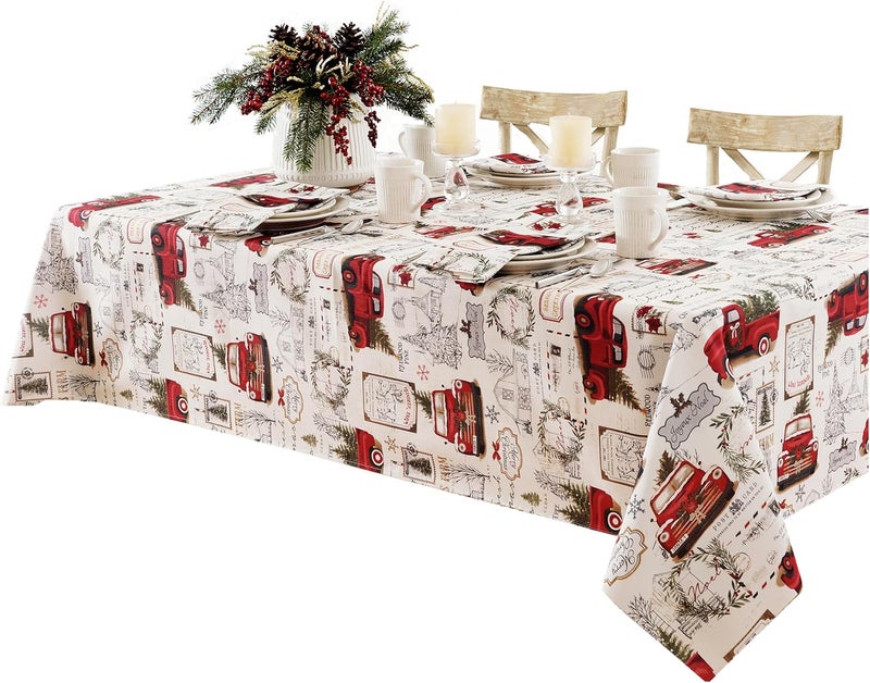 Newbridge Christmas Pine Hill Tree Farm Set of 8 Fabric Napkins Nostalgic Retro Holiday Country Farm Truck No Iron and Stain Resistant Napkins for Party Banquet and Buffet - Image 5