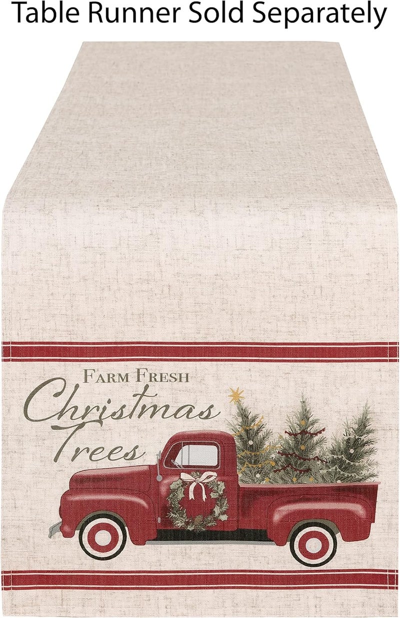 Newbridge Christmas Pine Hill Tree Farm Set of 8 Fabric Napkins Nostalgic Retro Holiday Country Farm Truck No Iron and Stain Resistant Napkins for Party Banquet and Buffet - Image 3