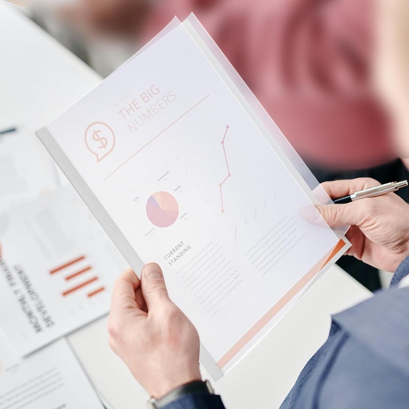 مجموعة أدوات ABOOFAN من 10 مجلدات ورقية من البلاستيك بقضبان سحب بيضاء لتنظيم المستندات الطلابية والمكتبية - Image 5