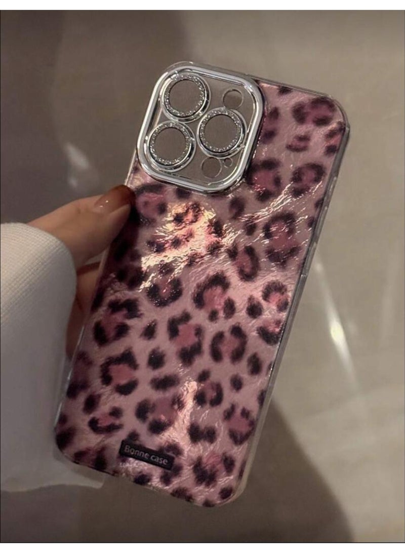 Iphone 17 pro max Animal Cheetah GUCADI Vintage Leopard Print Silver Luxury Case With Lens Film - Image 2