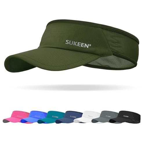 Sukeen Sports Sun Visor Men Women Lightweight Packable Cooling Stretchy Visor Hat for Running, Tennis, Golf Army Green - Image 1