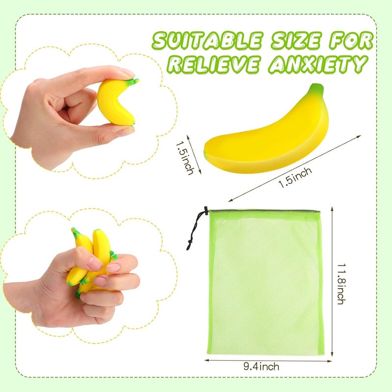 Jerify 37 Pieces Mini Banana Stress Toys Stress Relief Toys with Mesh Drawstring Bag PU Banana Stretchy Toy for Birthday Party Favors - Image 2